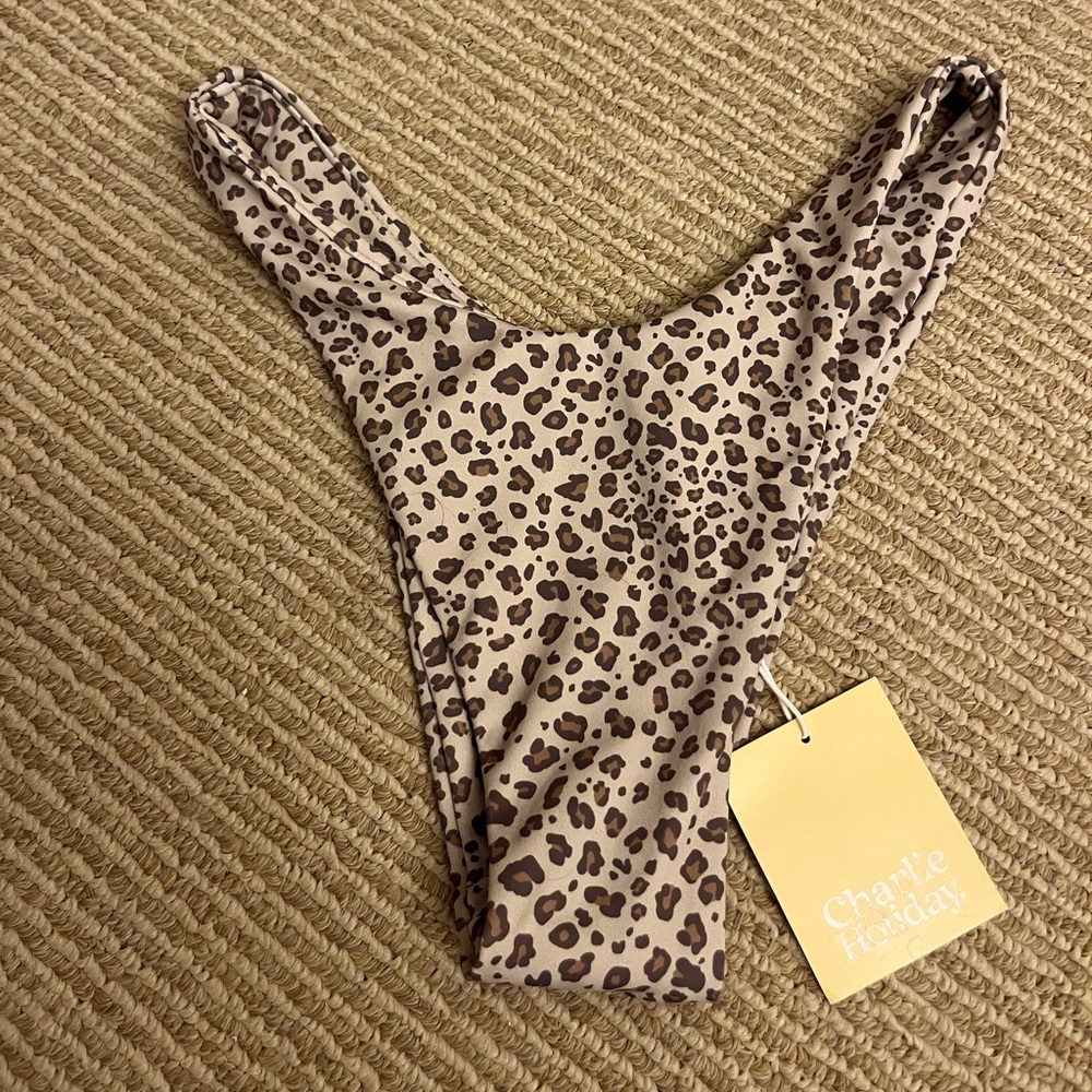 Charlie Holiday high cut leopard bikini bottom size medium